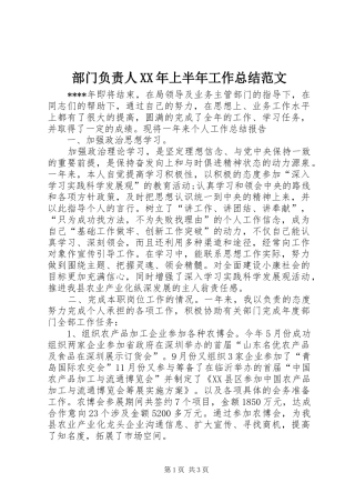 2024年部门负责人上半年工作总结范文