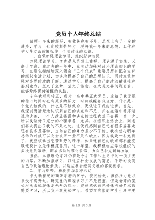 2024年党员个人年终总结