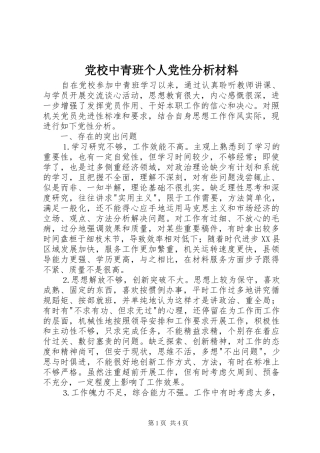 2024年党校中青班个人党性分析材料