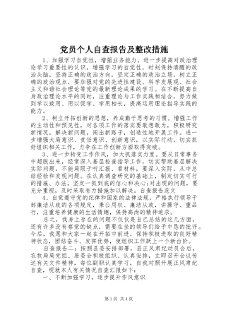 2024年党员个人自查报告及整改措施