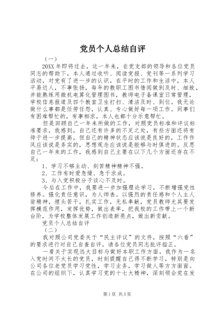 2024年党员个人总结自评