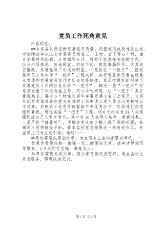 2024年党员工作死角意见