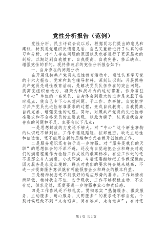2024年党性分析报告范例