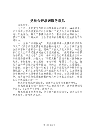 2024年党员公开承诺服务意见