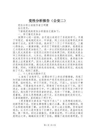 2024年党性分析报告公安二