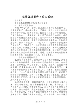 2024年党性分析报告公安系统