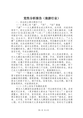 2024年党性分析报告旅游行业
