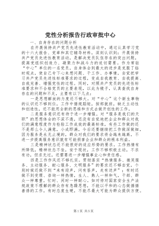 2024年党性分析报告行政审批中心