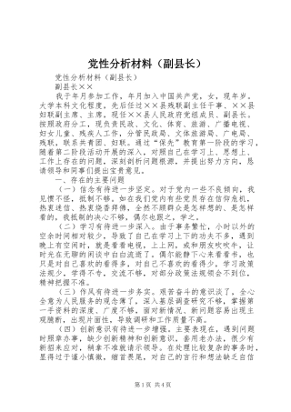 2024年党性分析材料副县长