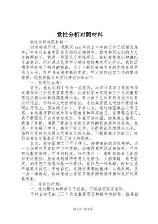 2024年党性分析对照材料