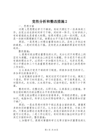 2024年党性分析和整改措施