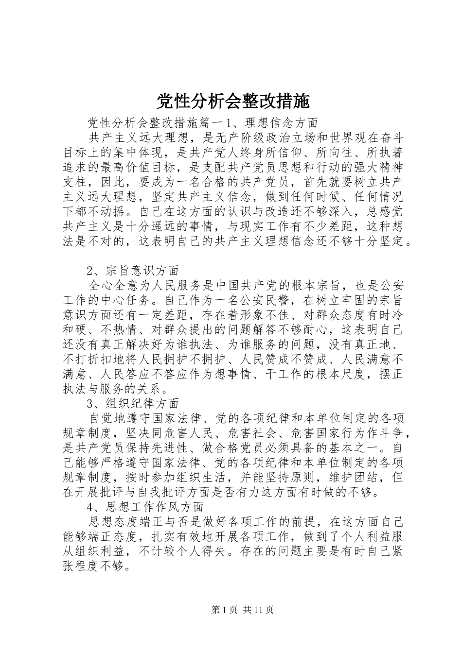 2024年党性分析会整改措施_第1页