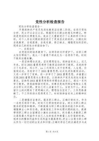 2024年党性分析检查报告
