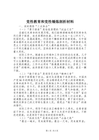 2024年党性教育和党性锤炼剖析材料