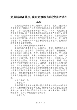 2024年党员活动在基层我为党旗添光彩党员活动在基层