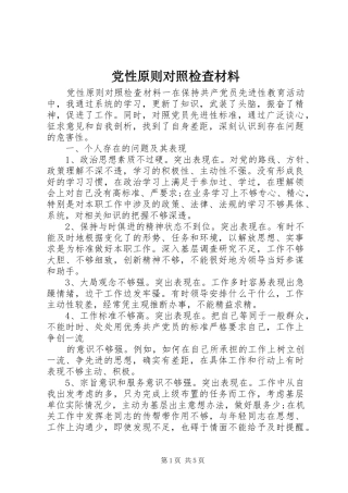 2024年党性原则对照检查材料
