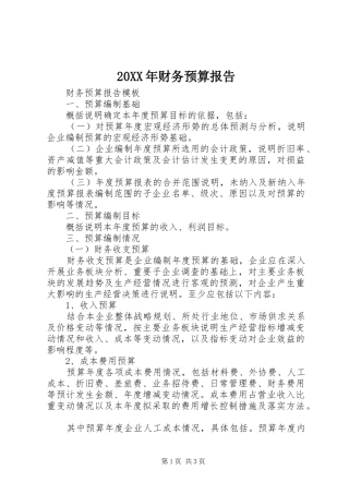 2024年财务预算报告