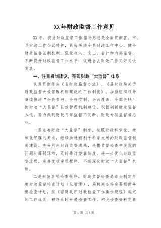 2024年财政监督工作意见