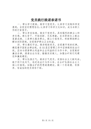 2024年党员践行践诺承诺书