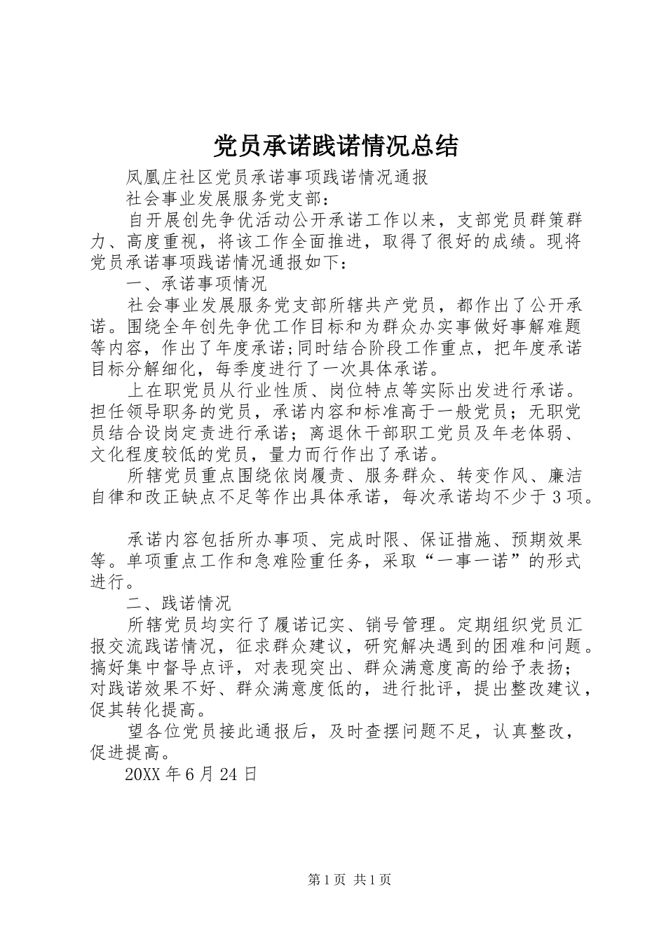 2024年党员承诺践诺情况总结_第1页