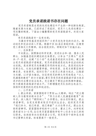 2024年党员承诺践诺书存在问题