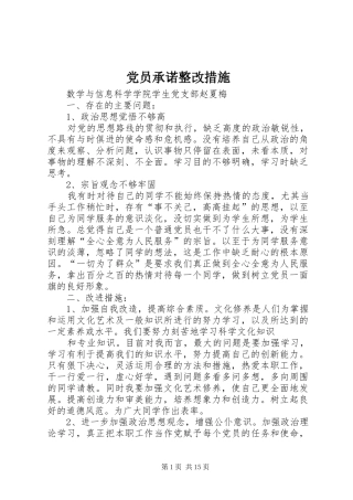 2024年党员承诺整改措施