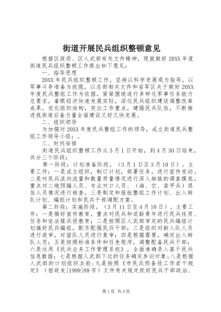 2024年街道开展民兵组织整顿意见