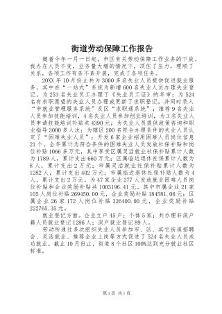 2024年街道劳动保障工作报告
