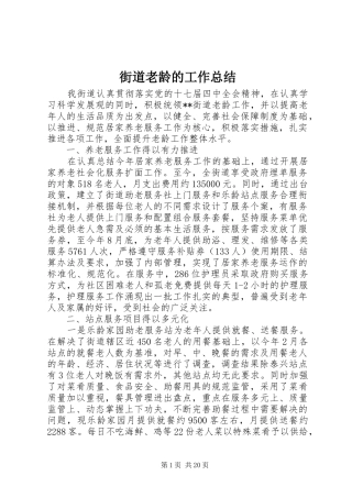 2024年街道老龄的工作总结