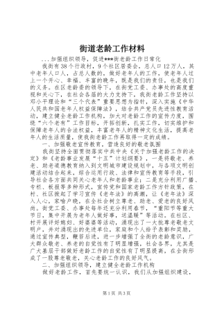 2024年街道老龄工作材料