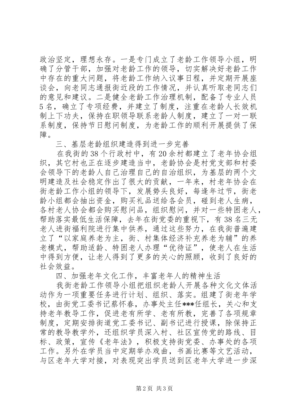2024年街道老龄工作汇报材料_第2页