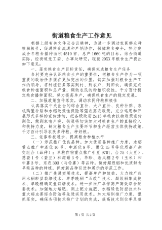 2024年街道粮食生产工作意见