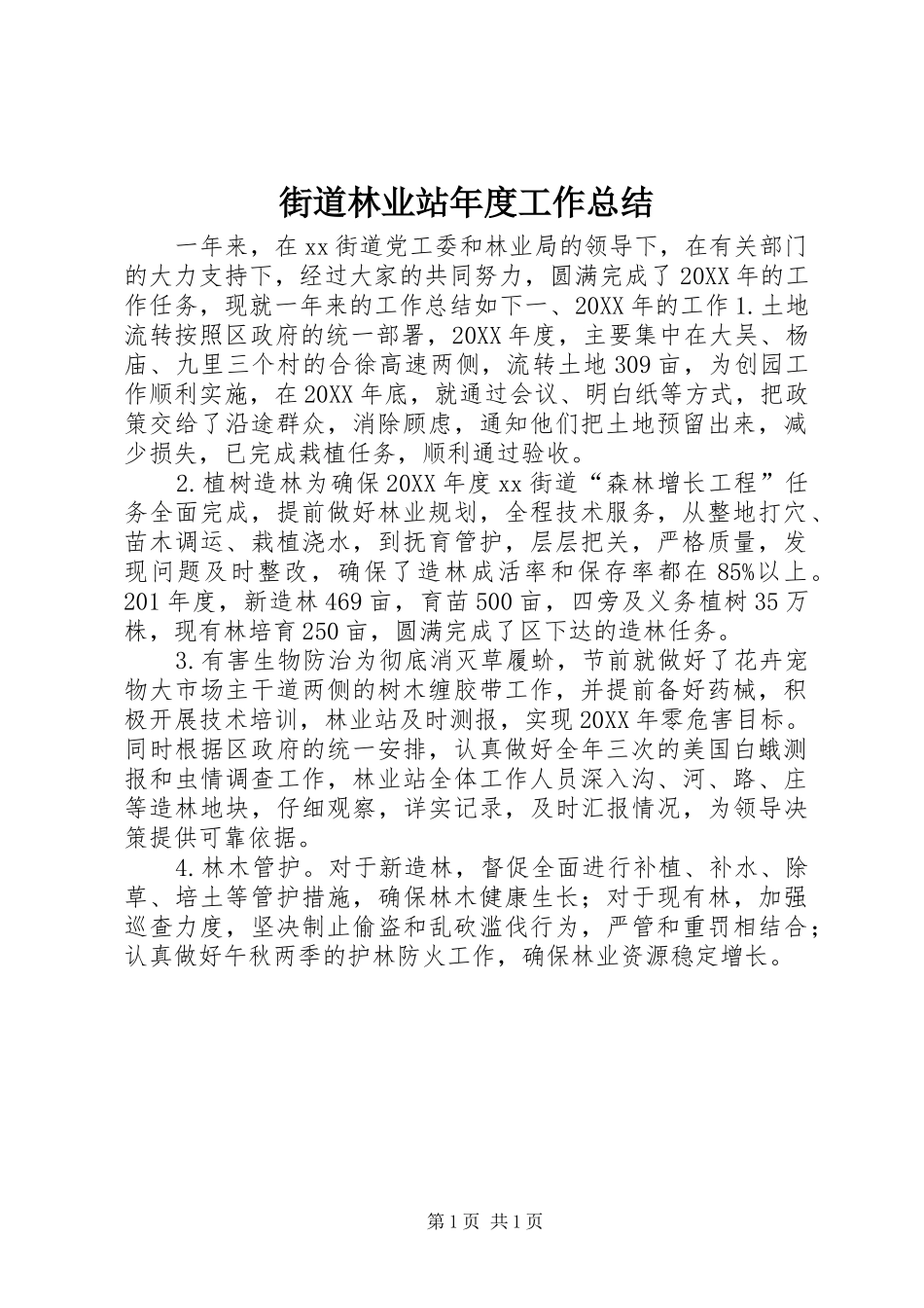 2024年街道林业站年度工作总结_第1页