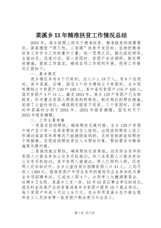 2024年菜溪乡精准扶贫工作情况总结