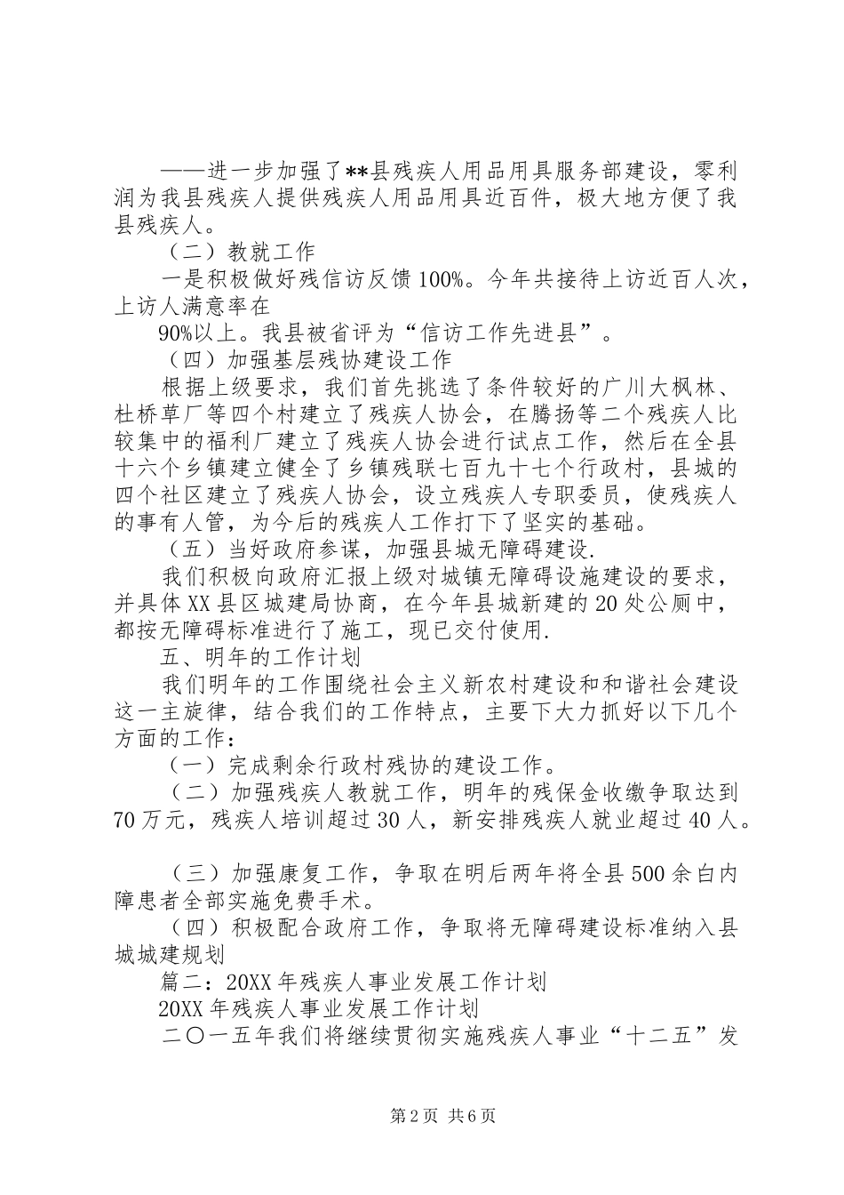 2024年残疾人工作总结及工作计划_第2页