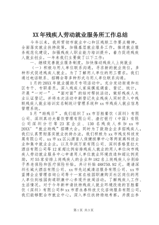 2024年残疾人劳动就业服务所工作总结