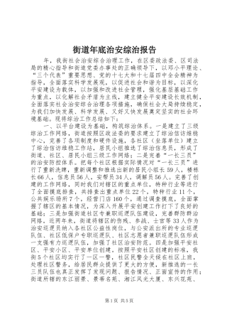 2024年街道年底治安综治报告