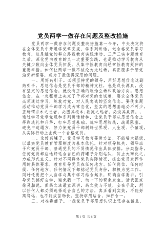 2024年党员两学一做存在问题及整改措施