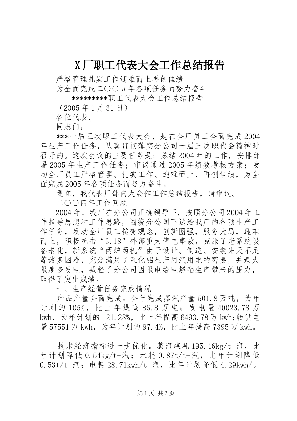 2024年厂职工代表大会工作总结报告_第1页