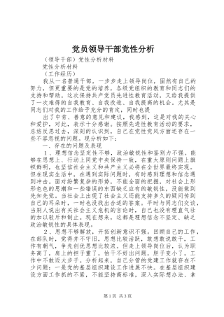 2024年党员领导干部党性分析