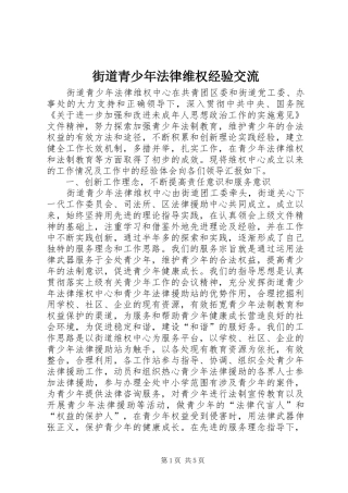 2024年街道青少年法律维权经验交流