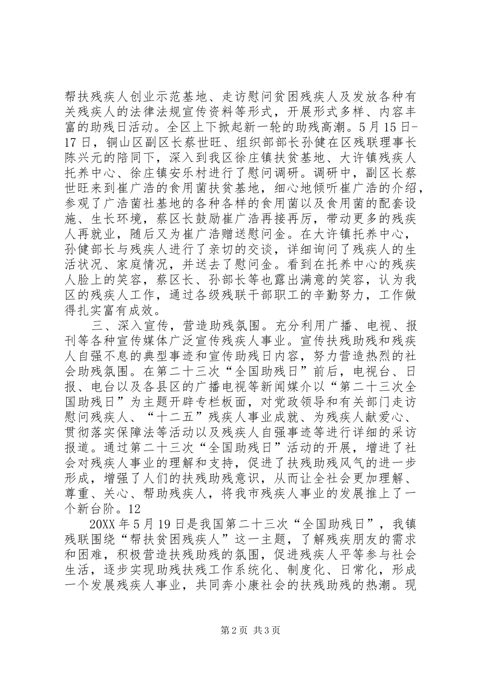 2024年街道全国助残日活动情况汇报_第2页