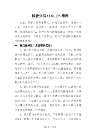 2024年城管分局工作思路