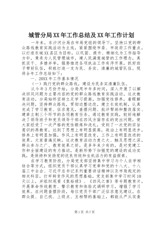 2024年城管分局工作总结及工作计划