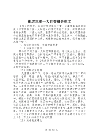2024年街道三重一大自查报告范文