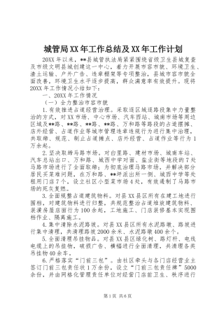 2024年城管局工作总结及工作计划