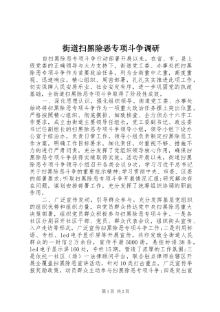 2024年街道扫黑除恶专项斗争调研