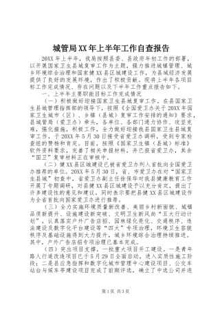 2024年城管局上半年工作自查报告