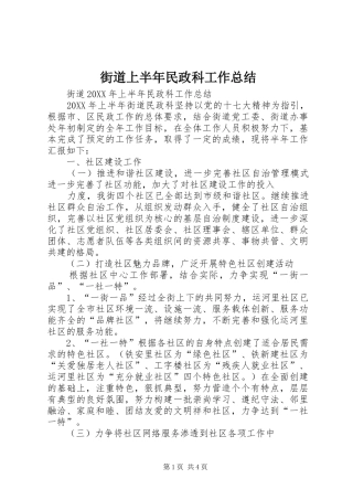 2024年街道上半年民政科工作总结