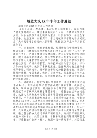 2024年城监大队半年工作总结